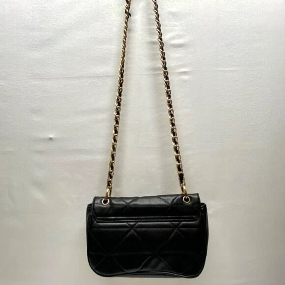 Bebe Gia Crossbody Shoulder Bag Quilted Faux Leather Gold Chain Strap Logo GUC - Picture 4 of 15